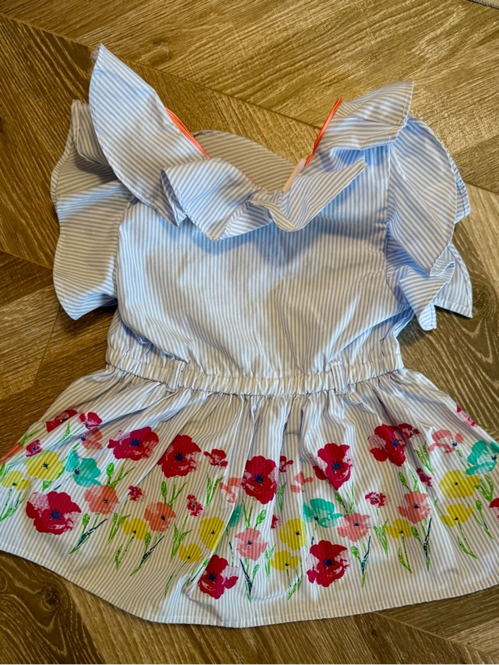 Little Lass Dress Top Searsucker Small Size 6